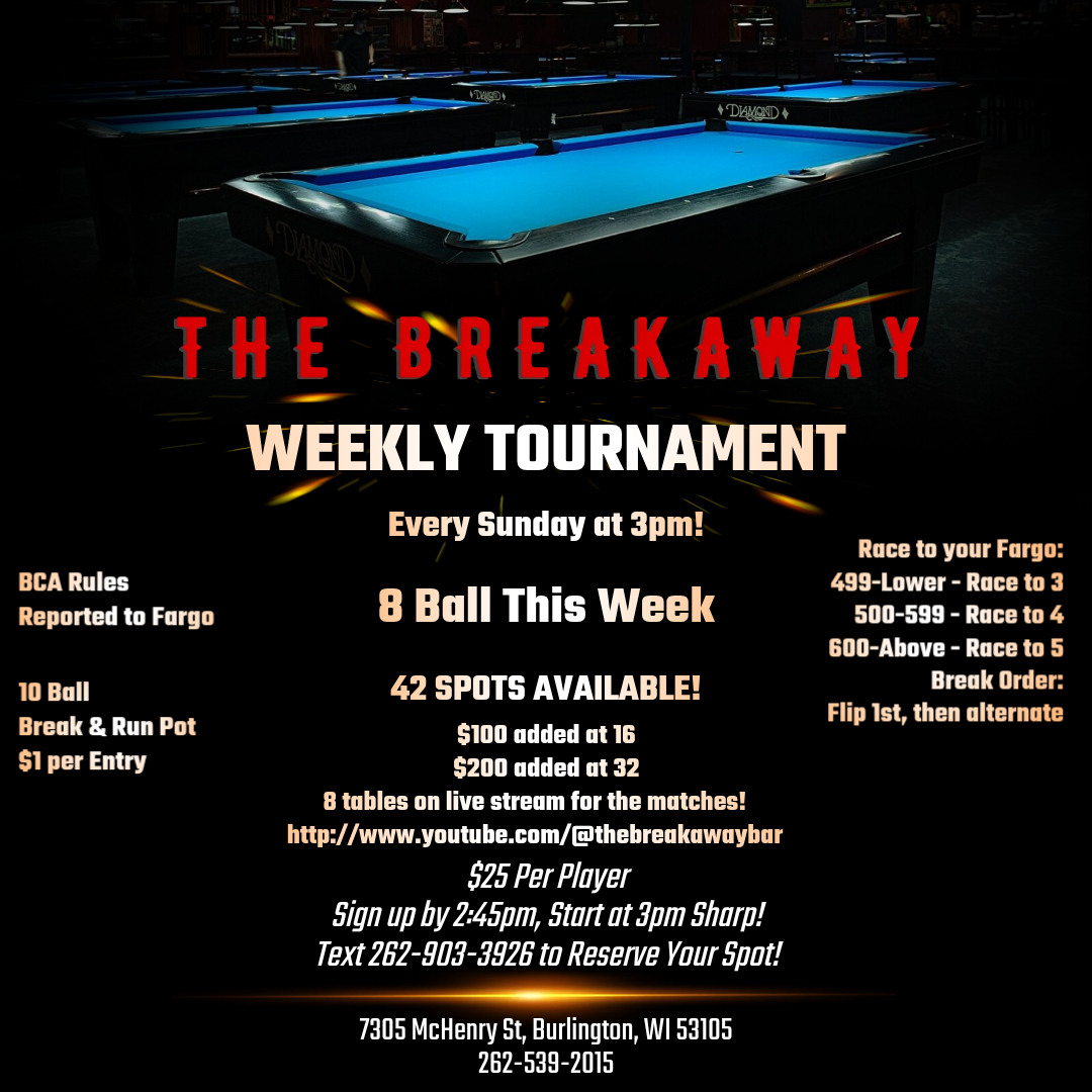 09.20.26 Sunday Weekly tournament flyer