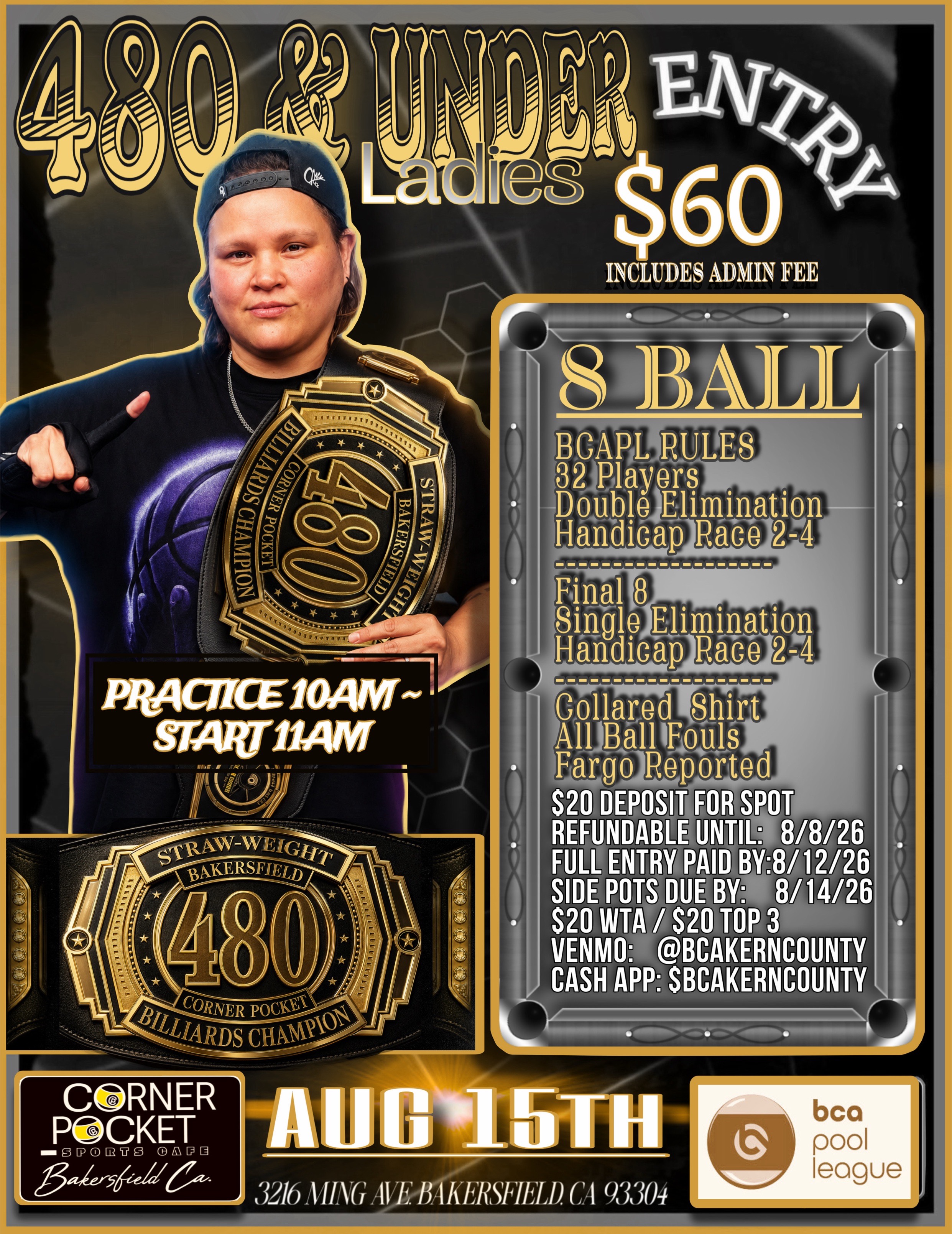 480 & Under Ladies Bakersfield Undisputed tournament flyer