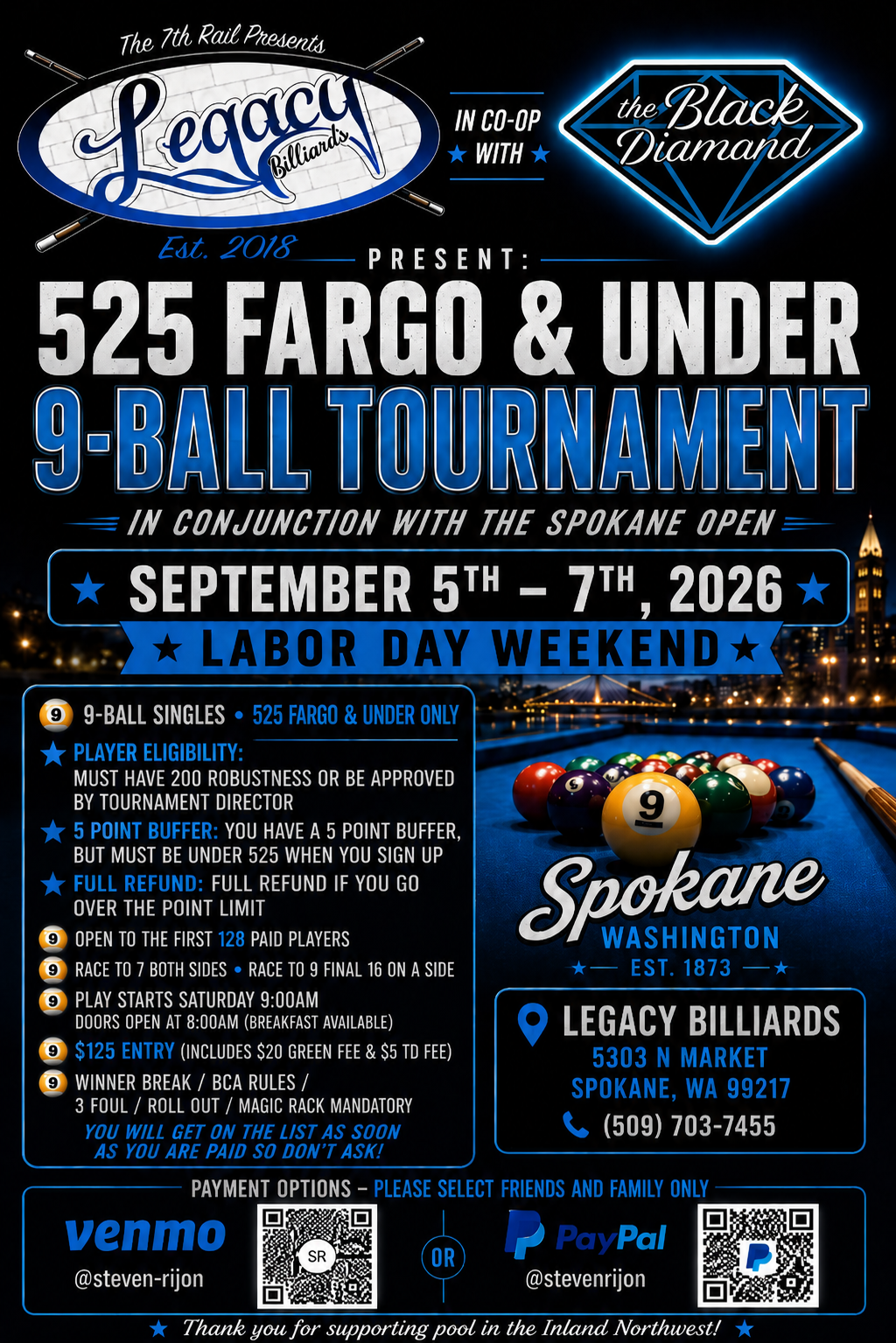 2026 Labor Day 525 & Under tournament flyer