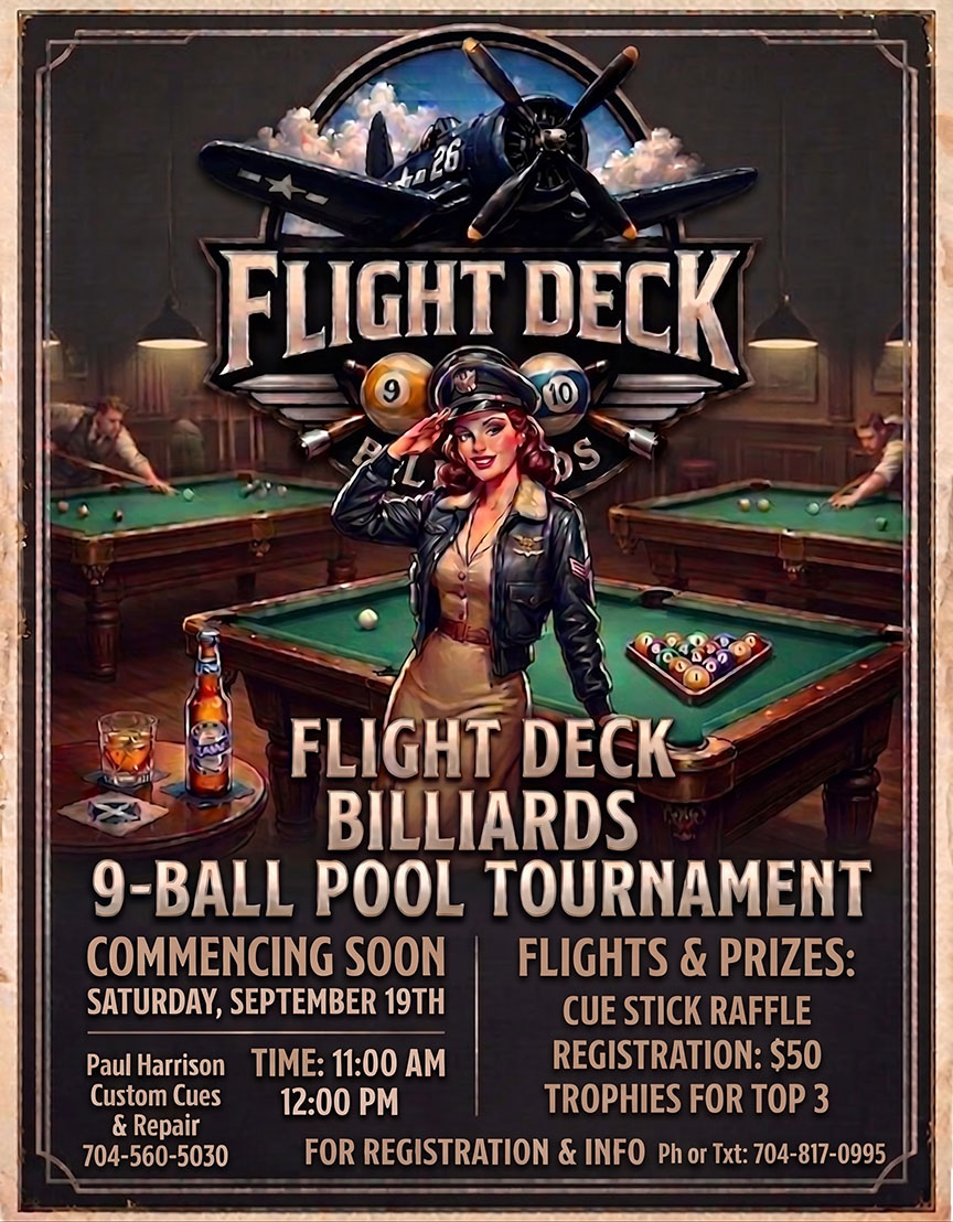Flight Deck Inaugural 9-Ball Tournament tournament flyer