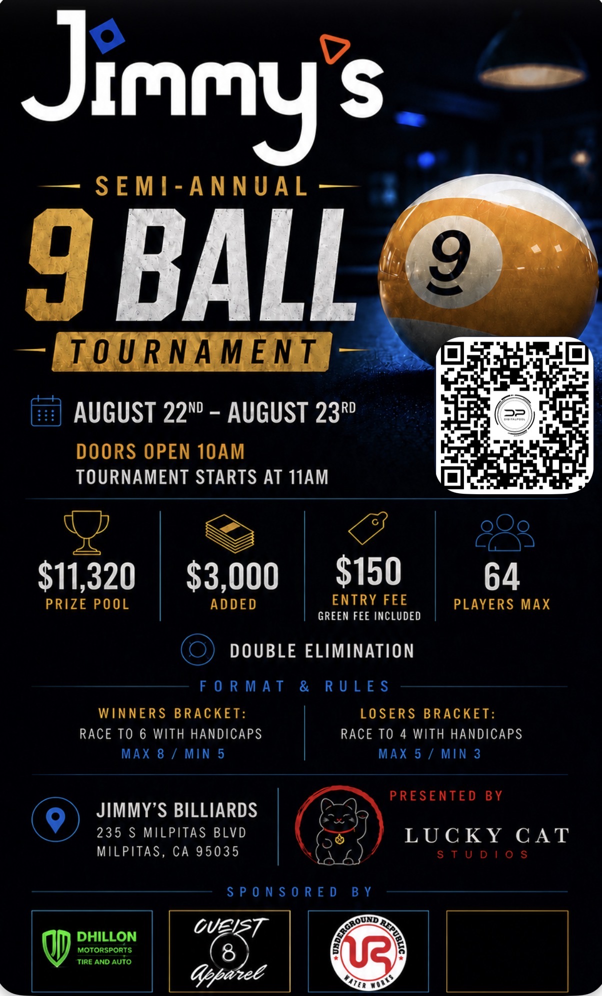 JIMMY’S SEMI ANNUAL 9 BALL tournament flyer