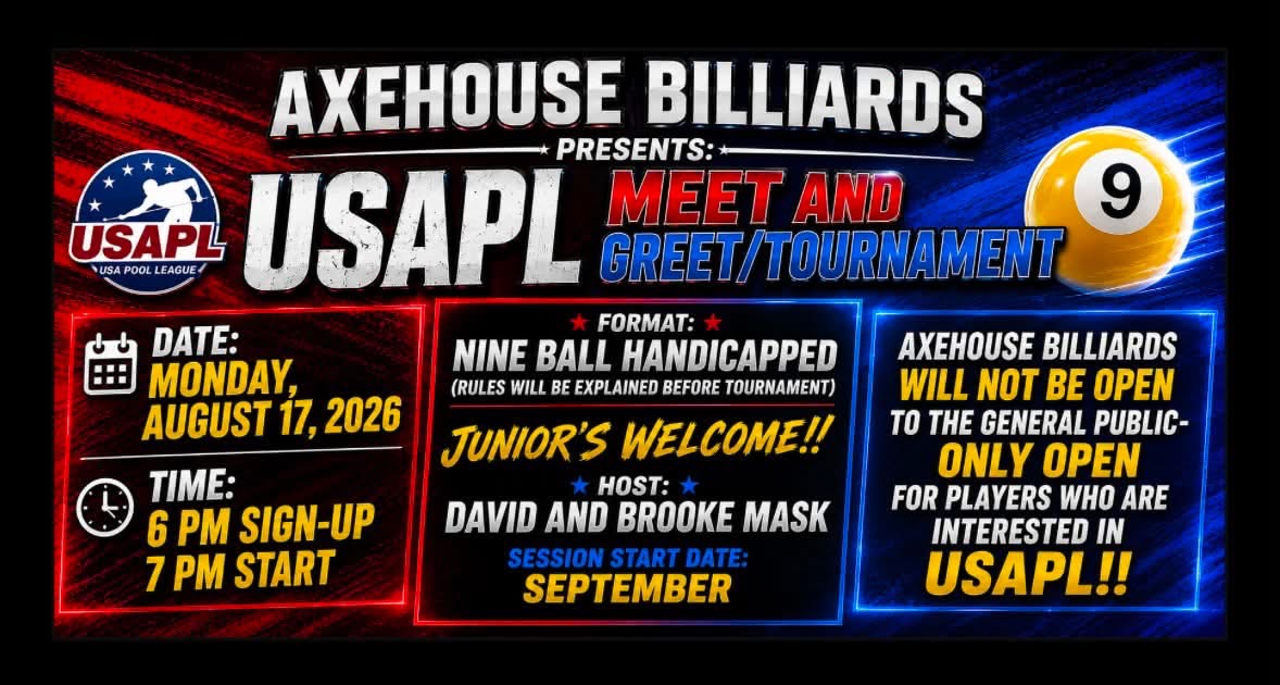 AXEHOUSE MEET AND GREET tournament flyer
