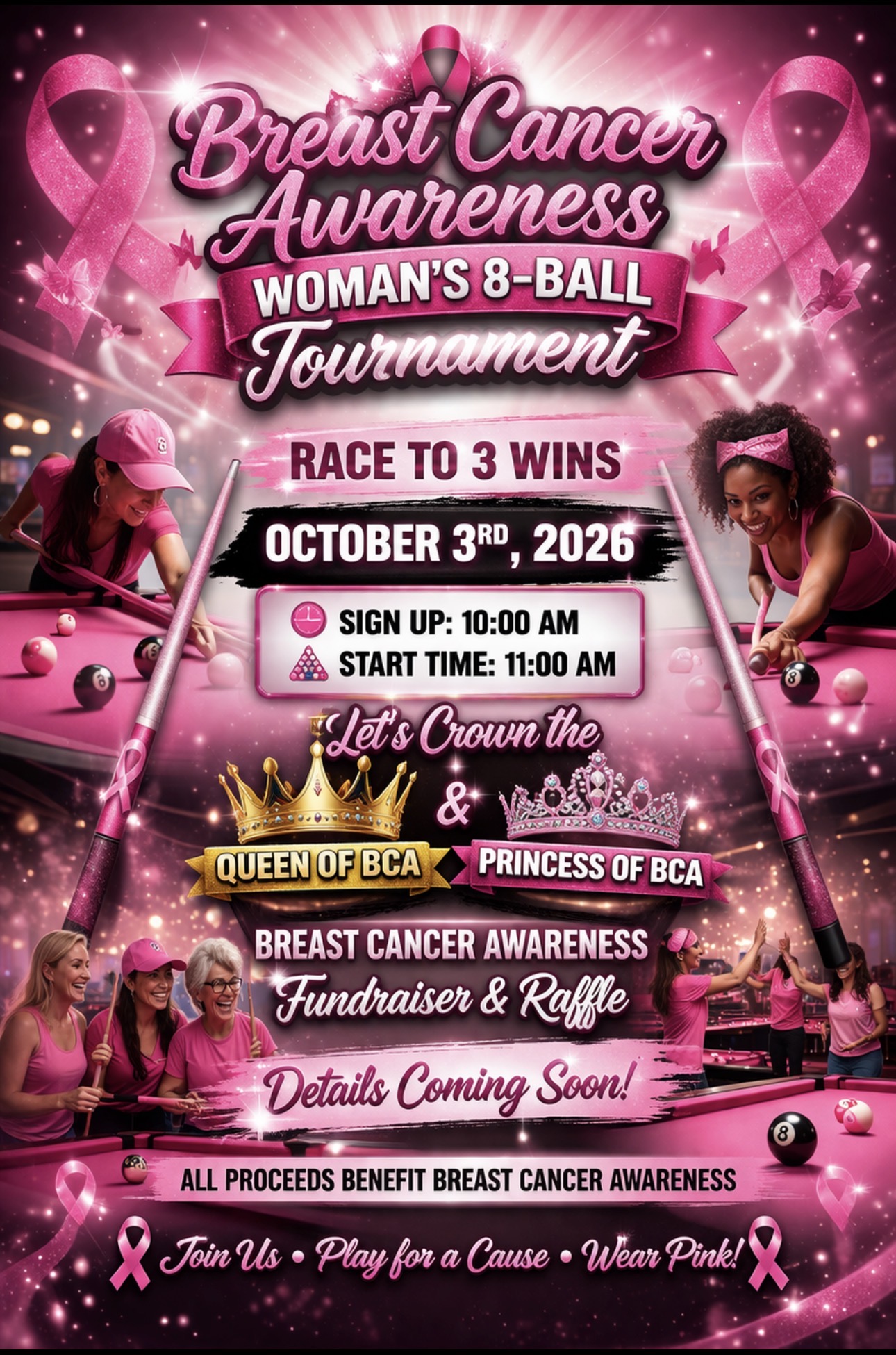 Breast Cancer Awareness Women's 8 Ball Tournament tournament flyer