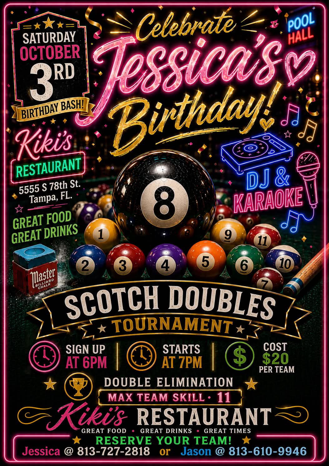 Jessica's Birthday!!! tournament flyer