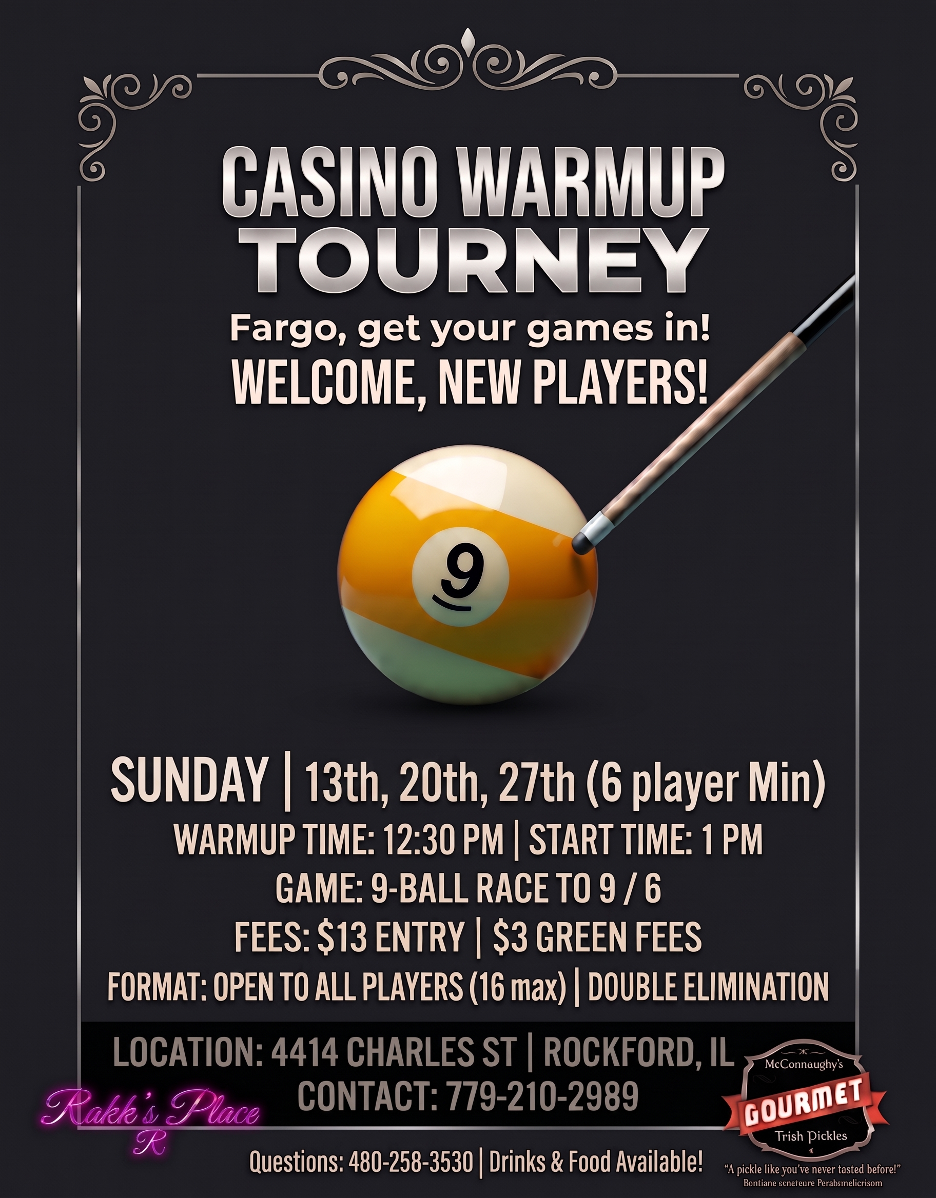 QBar Sunday Tournament 9/20/2026 tournament flyer