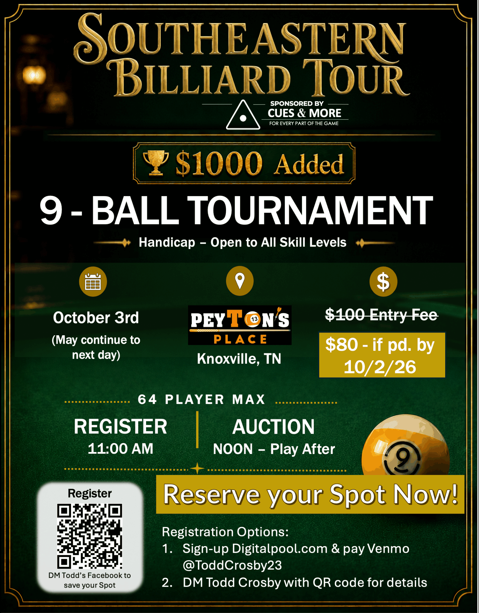 SBT-3 @ Peyton's Place Knoxville TN tournament flyer