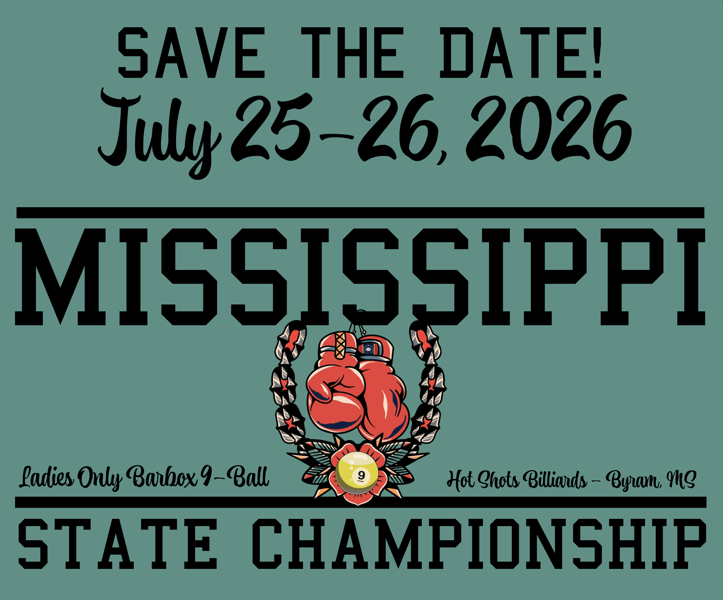 2026 Mississippi State Ladies' 9-Ball Barbox Championship - Byram, MS tournament flyer