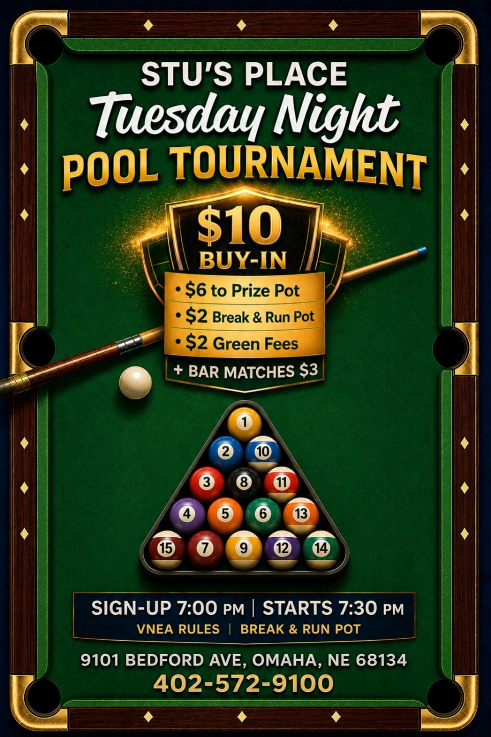Tuesday 8Ball VNEA Tournament - Aug 11th, 2026 tournament flyer