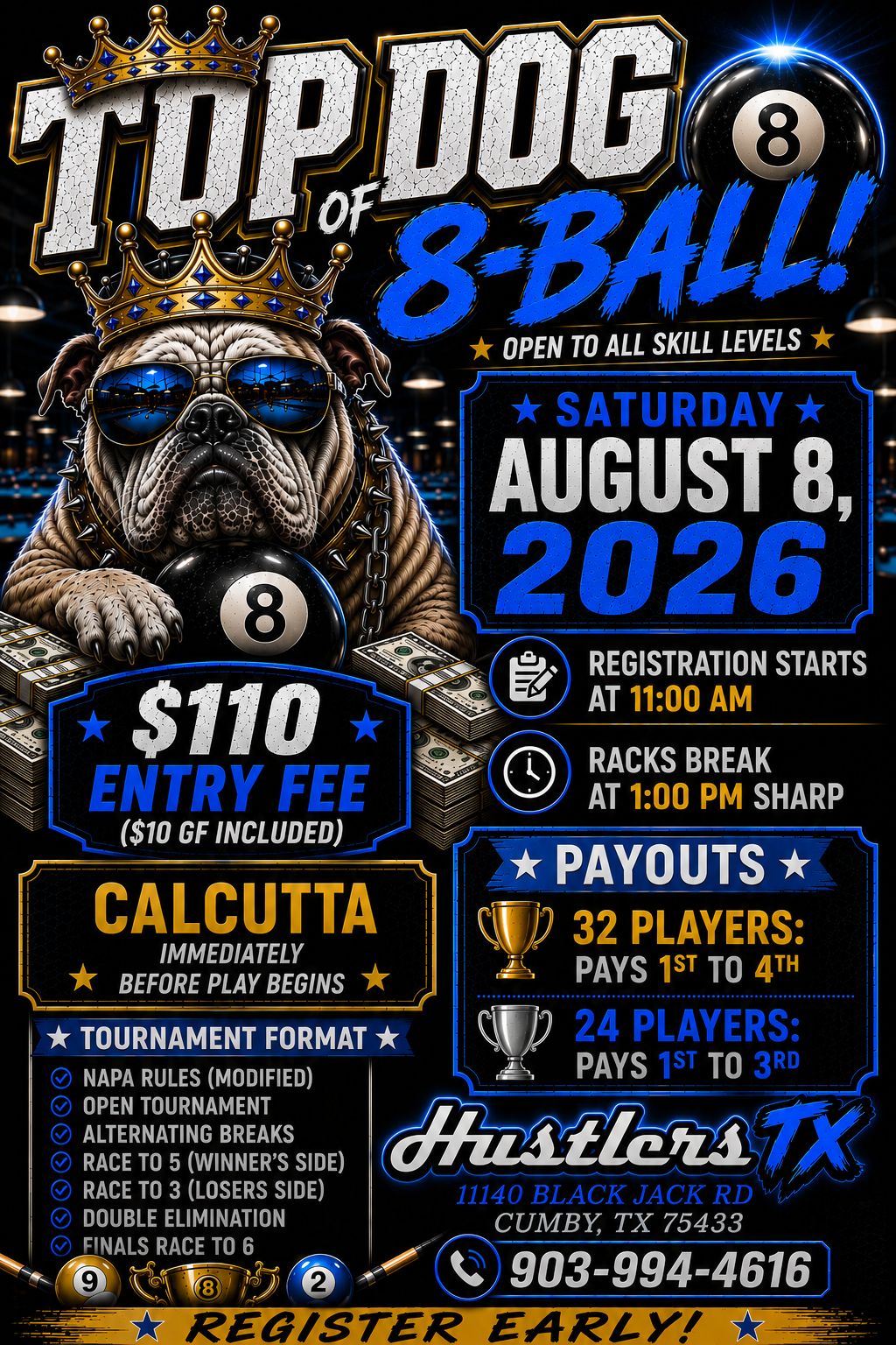 Top Dog of 8 Ball tournament flyer