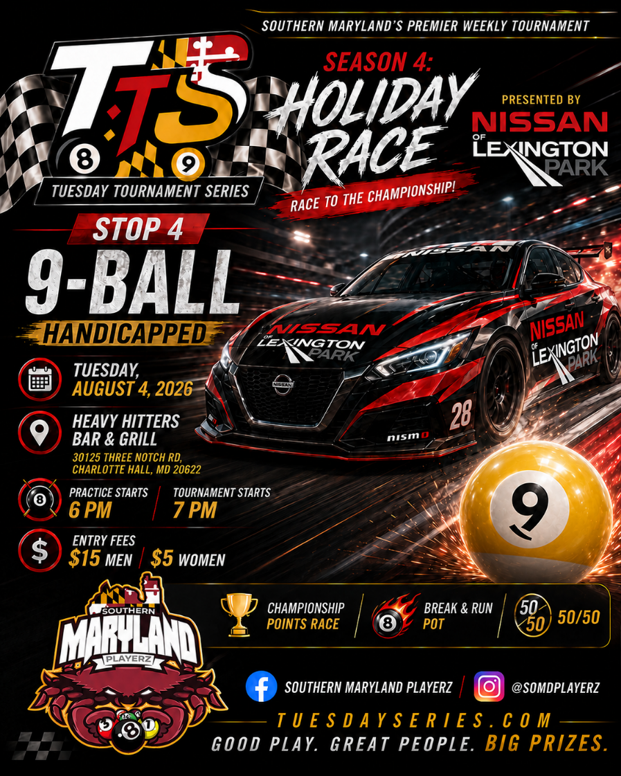 TTS 4 - Race Stop 4 - Handicapped 9 Ball tournament flyer