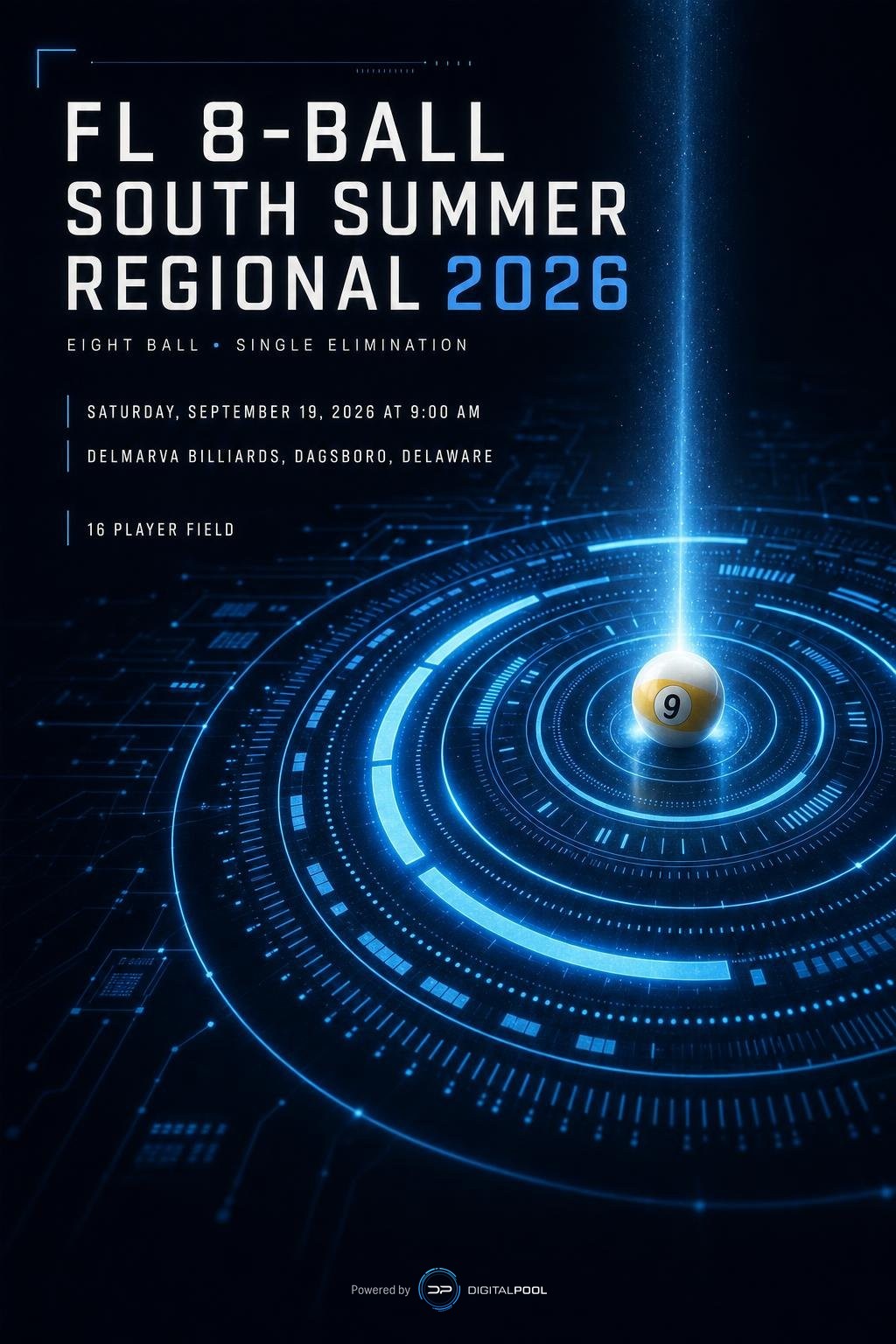 FL 8-Ball South Summer Regional 2026 tournament flyer