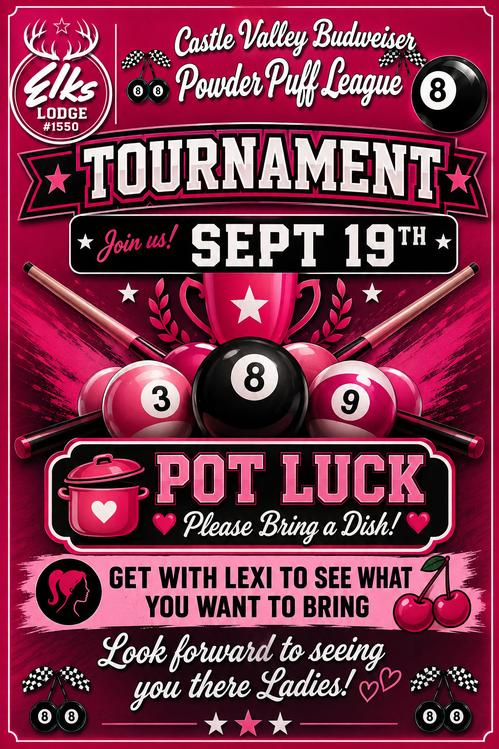 Castle Country Powder Puff 16 Board tournament flyer