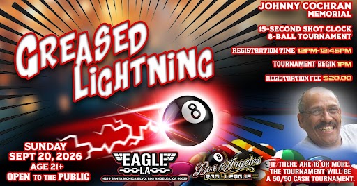 Greased Lightning Johnny Cochran Memorial LAPL Fundraiser tournament flyer